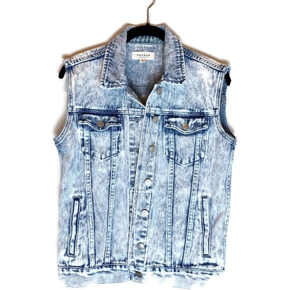 Pacsun DIY Denim Distressed Vest Small - Picture 3 of 9